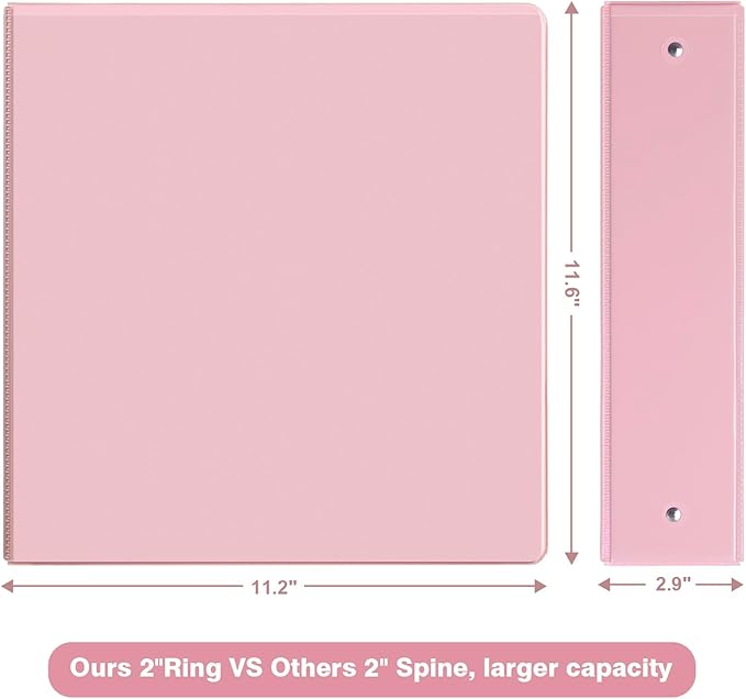 COMIX Standard 3 Ring Binder 2 inch with Clear View Cover, 2" Round Ring View Binder Holds 400 Sheets of US Letter Size Paper, 6 Pack (Multicolored)