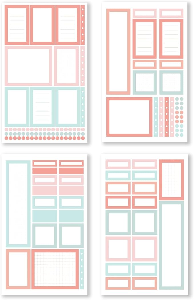 Rongrong Pastel Planner Stickers Book for Planners, Calendars, Journals and Projects – Functional Beautiful Pastel Colored Box Stickers – Scrapbook Accessories – 24 Pages