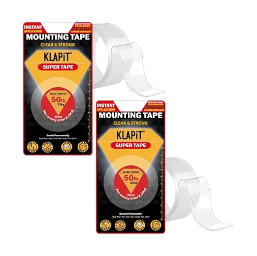 KLAPiT Super Tape - Clear Double Sided Heavy Duty Enhanced Nano Technology Holds 50 lb 1.27lb per Inch Multipurpose, Home Office Decor, Kitchen Bathroom Utility, Carpet & Furniture Fixing