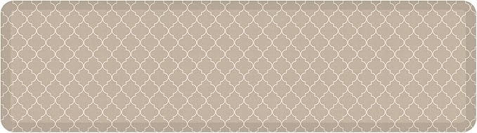 NewLife by GelPro Anti-Fatigue Designer Comfort Kitchen Floor Mat, 20x72, Trellis Khaki Stain Resistant Surface with 3/4” Thick Ergo-Foam Core for Health and Wellness