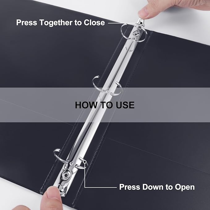 3 Ring Binder 1 Inch, ViVin Sturdy 1"-Round Ring Binder with 2 Interior Pockets, Clear View Cover, PVC-Free, Fits 200 Sheets of 8.5'' x 11'' Paper, Office Home School (12 Pack, Black)