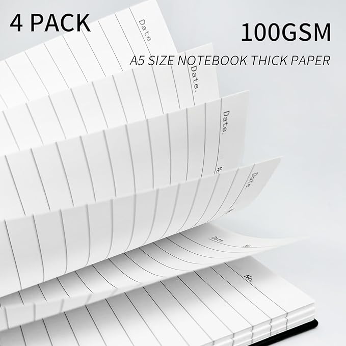 Lined Notebook Spiral Notebook 8.5" x 5.7"-4 Pack A5 Lined Notebook 7mm College Ruled Hardcover Notebook 120 Pages 100 GSM Thick Paper Notebook Hardcover Journal for School, Office,Study and Notes