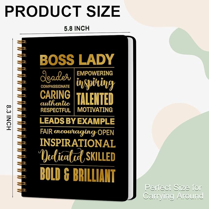 CFGBFDGH 2Pcs Boss Lady Spiral Notebooks for Work, A5 Hardcover Notebook Journal for Women, 8.3x5.8inch 160 Pages Business Notebook Travel Journal for Writing, Boss Lady Gifts for Women Entrepreneurs