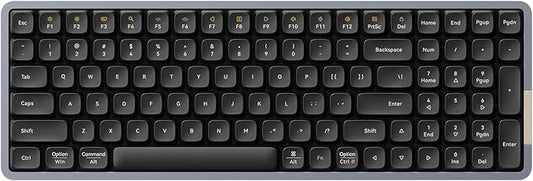 LOFREE Flow Low Profile Mechanical Keyboard, 100 Keys Rechargeable Wireless Keyboards with Bluetooth and Wired Connection for Windows, Mac OS/Black Phantom Tactile Switches