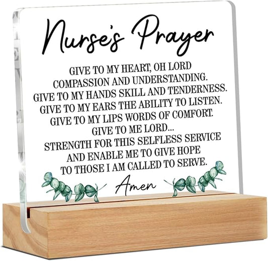 Gifts for Nurse, Appreciation Gifts for Nurses, Graduation Gifts for Future Nurses, Nurse Prayer Clear Desk Decorative Sign Home Office Acrylic Decor