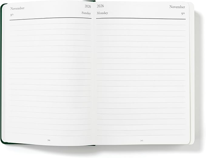 Wykeham's Executive 2026 Daily Journal Planner – US Public Holidays & Format – Customization Available (Racing Green, 8.5”×5.5”)