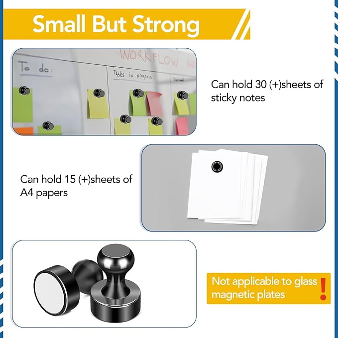 LOVIMAG Fridge Magnets 56 Pcs Refrigerator Whiteboard Small Strong Magnet Classroom Kitchen Accessories Decorative Locker Set Decor Must Haves Office Calendar Refrigerador Magnetic Cute Crafts Black