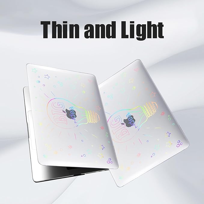 DTangLsm Compatible for MacBook Air 13 inch Case 2025 2024 2023 2022 M4 A3240 M3 A3113 M2 A2681, Clear Laser Print Plastic Hard Shell Case for MacBook Air 13.6 inch + Keyboard Cover, Transparent Blub