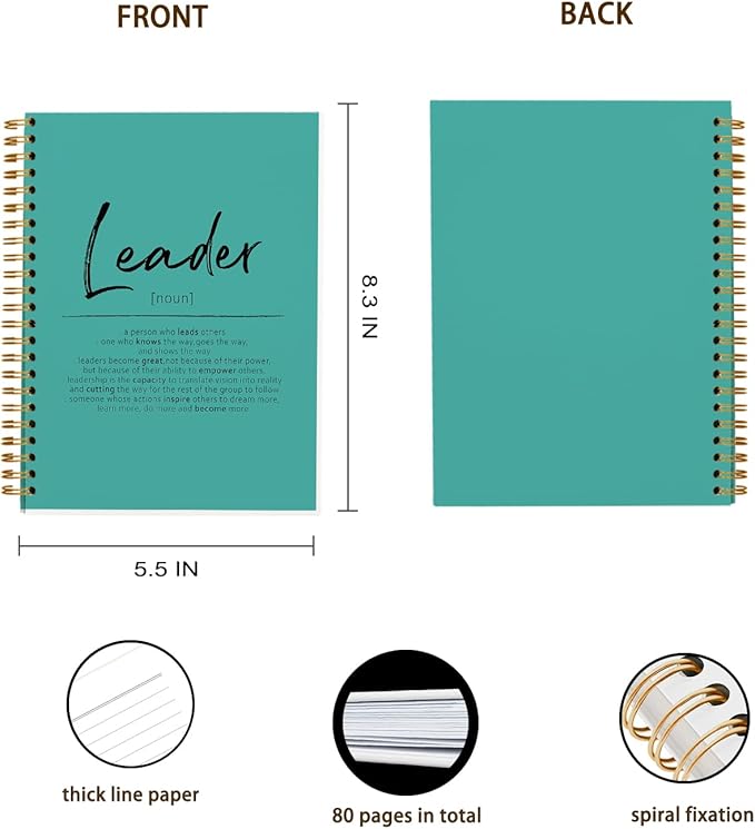 OXW Green Meeting Notebooks for Work, Leadership Gifts Office Work Notebook Journal for Writing Note Taking, Thank You Appreciation Gifts for Women Men Leader Mentor Boss Manager Principal, 5.5"x8.3"