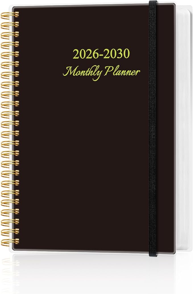 2026-2030 Monthly Planner - 60 Month PLanner Calendar from January 2026 to December 2030, 5 Year Planner 2026-2030 with Flexible Cover, Inner Pocket, Perfect for Home | School | Office, 5.8" x 8.5", Black