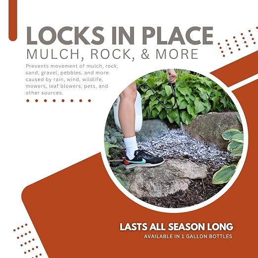 Mulch & Rock Bond Concentrated Formula - Binder for Mulch, Rock, Bark, & Pea Gravel, Strong Stabilizing Glue, Just Add Water, Makes 2 Gallons, Covers 500-1,500 sq. ft. (1 Gallon)