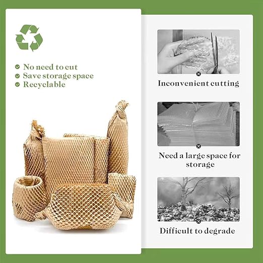 Honeycomb Packing Paper, 12" x 164' Honeycomb Cushioning Wrap Roll for Moving Shipping Packaging Gifts, Recyclable Honeycomb Paper Moving Supplies Bubble Paper Wrapping Protective Roll Khaki
