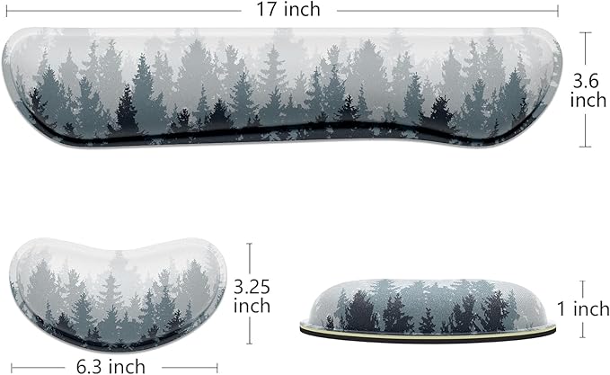 Dapesuom Enlarge Keyboard Wrist Rest, Memory Foam Wrist Cushion for Desk Mats Support, Typing Pain Relief Keyboard Mouse Pad Rests Set with Non-Slip Base for Gaming Laptop Computer, Watercolor Forest