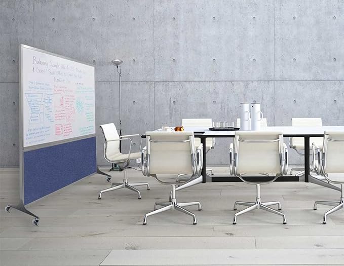 DivideWrite Mobile Whiteboard | Double Sided Dry Erase Board | Portable Office Cubicle Partition | Display for Classrooms, Conference Rooms, Meeting Areas and More | Sand Fabric 4' Wide X 6' Tall