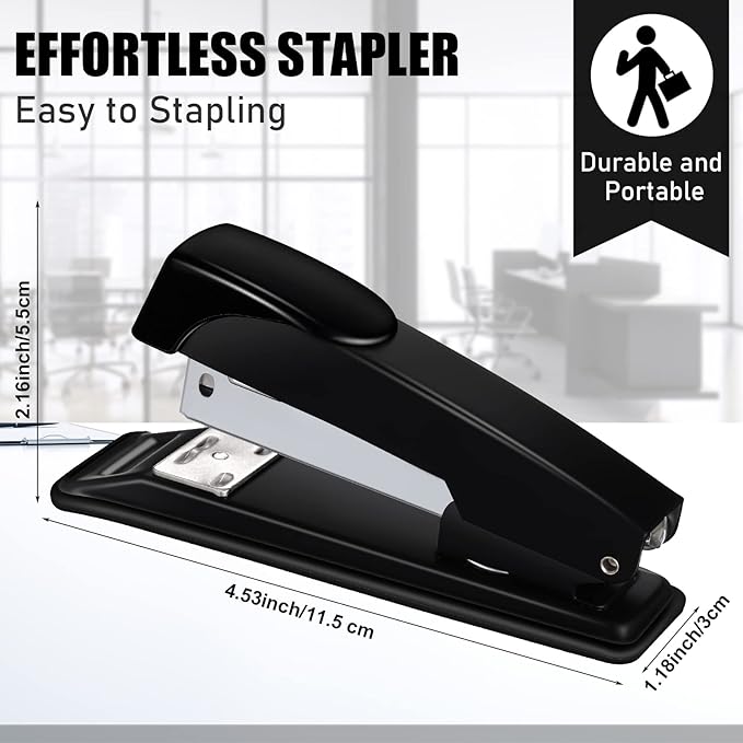 Yahenda 18 Pieces Staplers Bulk with Staples 20 Sheet Capacity Black Compact Desktop Heavy Duty Stapler for Desk Office School