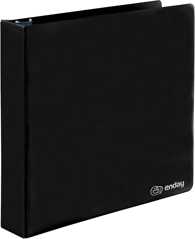 2 Inch 3 Ring Binder 2” Black, Slant D-Ring 2 in Binder Clear View Cover with 2 Inside Pockets, Heavy Duty Colored School Supplies Office and Home Binders – by Enday