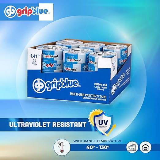 Blue Painters Tape 1.5 Inch Wide, 30 Rolls Masking Tape - Perfect for Precise Lines on Walls & Trim, Multi-Surface, Residue-Free, Easy Removal - Ideal for Indoor & Outdoor Use, 1.41in x 60yds