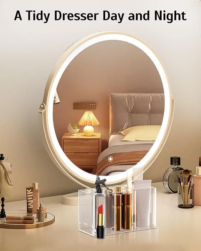 Uniclife Clear Acrylic Pen Holder for Desk, Plastic Pencil Holder Pen Organizer with 3 Compartments, Desktop Stationery Organizer for Office Home School, Vertical Makeup Brush Holder, 6.8" x 3" x 4"