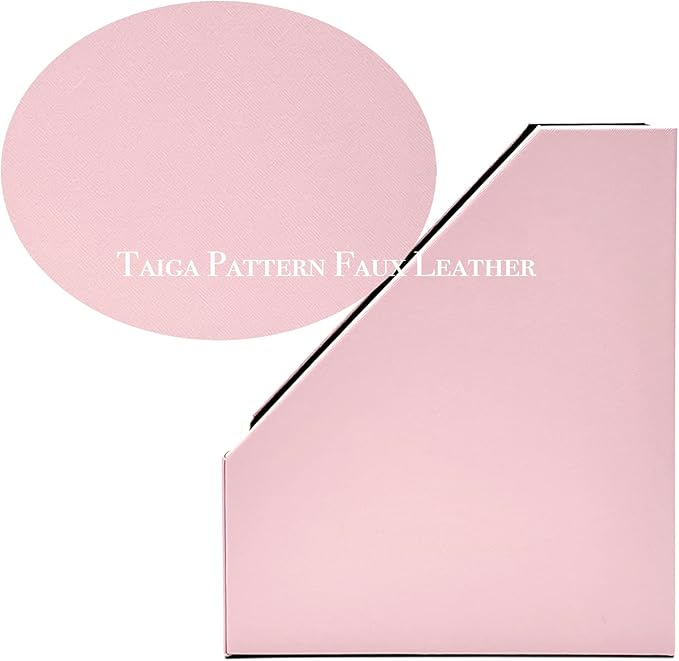 UnionBasic Magazine File Holder, Leatherette Desktop Document Organizer, Home Office Paper Holder File Storage Literature Sorter, Pink, Set of 4
