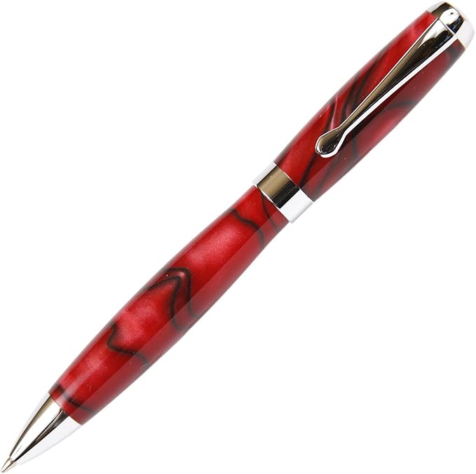 Tuscany Red & Black Ballpoint Pen - Marbleized Gloss Body