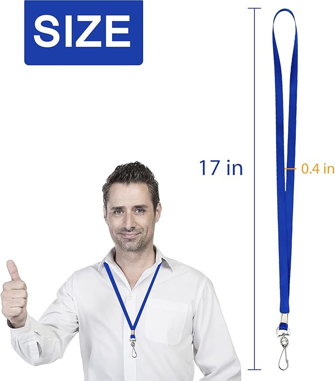 Blue Lanyards Bulk 50 packs Lanyards for ID Badges,Lanyards with Swivel Hook Clips for Name Tag Lanyard ID Holder