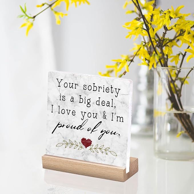 Inspirational Desk Decor Sign Sobriety Gifts One Year Sober Gifts For Women Motivational Desk Signs Gift For Recovery Gifts For Men Your Sobriety Is A Big Deal I Love You And I'm Proud Of You Sign