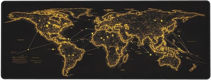 Map Mouse Pad 31.5 X 11.8 Inch Big Desk Rubber Base Stitched Edges Keyboard Pad XXL Mouse Mat for Home Game and Office