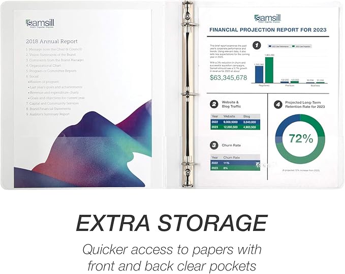 Samsill Durable 0.5 Inch Binder, Made in The USA, D Ring Binder, Customizable Clear View Cover, White, 24 Pack, Each Holds 125 Pages