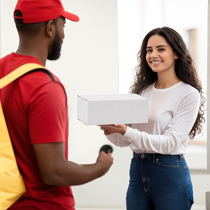 12x4x3 White Shipping Boxes Set of 40, White Kraft Corrugated Cardboard Small Boxes Mailers for Business Packaging Box, Present Box