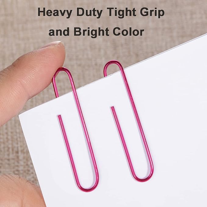 PaperClips, 100PCS 2" Large Paper Clips(50MM) in Recyclable Container, Big PaperClips with Vinyl Coated, Jumbo Paper Clip Great for Home, School and Office, PVC Free Pink PaperClips
