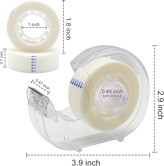 OWLKELA - 16 Pack 3/4" x 28 yds Invisible Tapes and Refillable Dispensers, Matte Finish Adhesive Tape, Tape Refill with Dispenser for Home, School