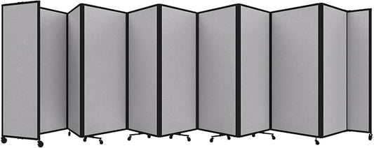 Versare Room Divider 360 Portable Wall Partition | Folding Panels | Large Freestanding Divider | Locking Wheels | Temporary Room Separator