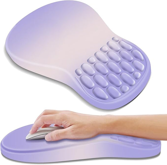 YIWEI Ergonomic Mouse Pad with Wrist Rest Support, Mousepad with Comfortable Memory Foam Wrist Rest and Non-Slip PU Base for Pain Relief, Computer, Laptop, Office, Home (Gradient Purple)