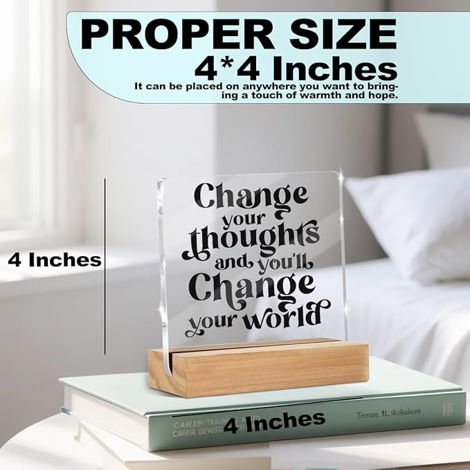 Inspirational Quotes Desk Decor, Thank You Gifts for Women Men Friends, Inspirational Gifts for Coworker Motivational Quote Clear Sign Home Office Table Shelf Desk Decor Christmas Birthday Gift