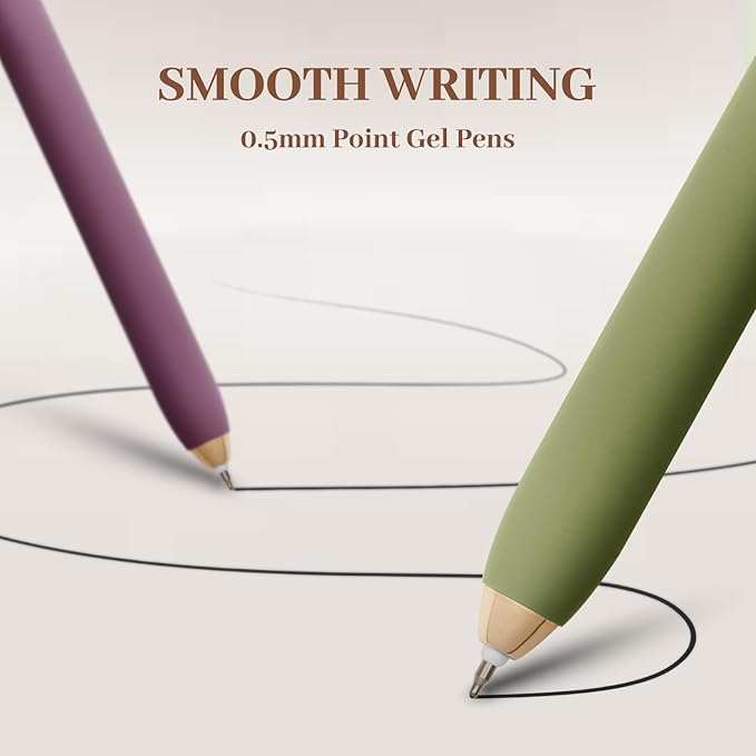 0.5mm Gel Pens Black Ink Gel Retractable Cute Pen for Smooth Writing School Office Supplies (Mixed 10-count)