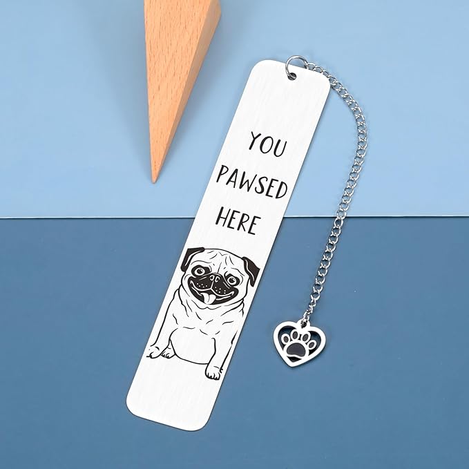 Pug Gifts for Pug Lovers, Dog Lovers Gifts for Women, Dog Bookmark, Book Club Dog Themed Gifts for Readers Book Lovers Women, Dog Mom Gifts for Women, Book Marks for Reading Women Men, Bookish Gifts