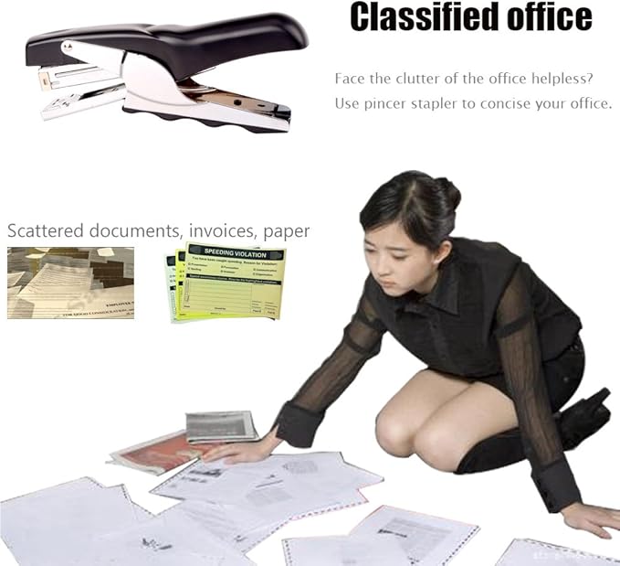 Stapler with 1000 Staples-Plier Stapler Save 60% Power,Good for Stapling at Home School or Warehouse (Black 4 Pack)