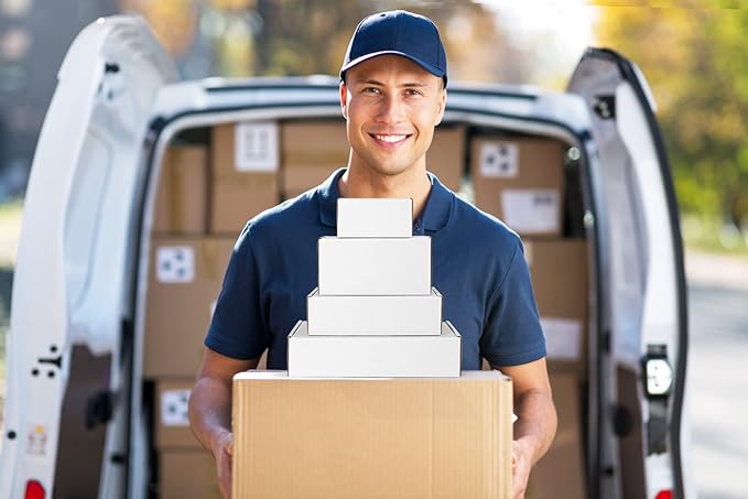 Eupako 7x5x2 Shipping Boxes Small Corrugated Cardboard Box - 25 Pack White Mailing Boxes for Packaging Small Business, Mailer Box