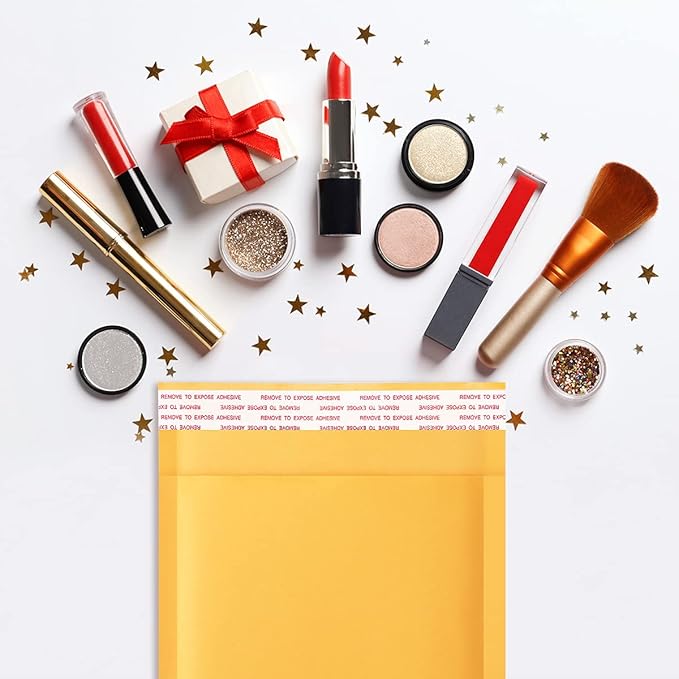 UCGOU Kraft Bubble Mailers 4x8 Inch 50 Pack Usable Size 4x7 Inch Yellow Padded Envelopes #000 Small Business Mailing Packages Self Sealing Tear Resistant Boutique Bulk Mail Shipping Bags