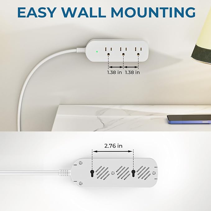 Surge Protector Power Strip,1625W/13A,5Ft Extension Cord with 3 Outlets,Waterproof Class 6 Heavy Duty Extension Cord for Indoor Outdoor,UL FCC IPX6 Listed (White, 5FT)