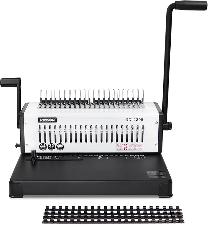 Rayson SD-220B Binding Machine, 21 Holes Comb Binding Machine, Max. Punch 20 Sheets & Binding 400 Sheets