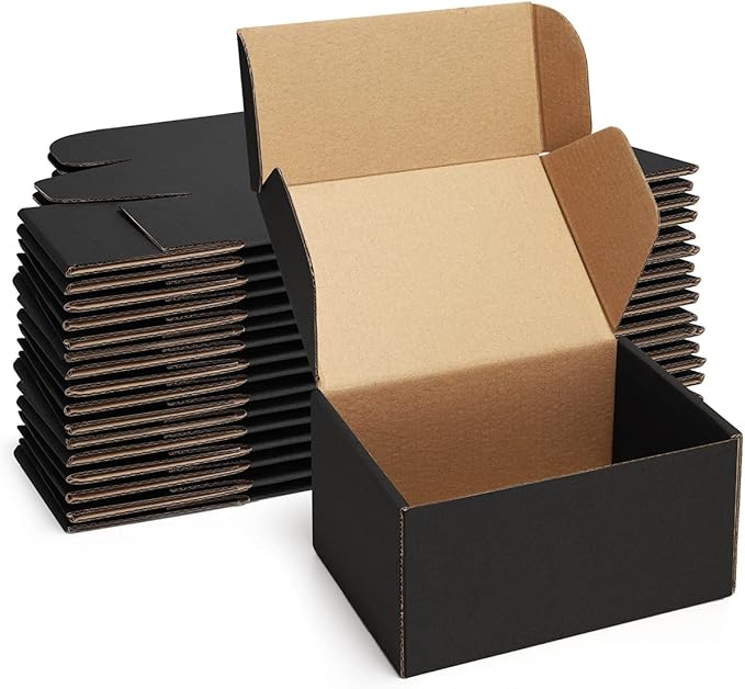 Shipping Boxes 6x4x3 inches Black Small Mailing Boxes 25 Pack Cardboard Corrugated Box Mailers