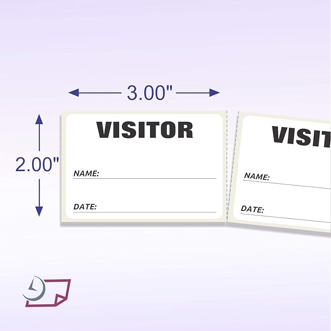 NextDayLabels - 3 x 2 Visitor Labels Pass, ID Labels and Safety Identification Badge Stickers 500 Per Roll (White)