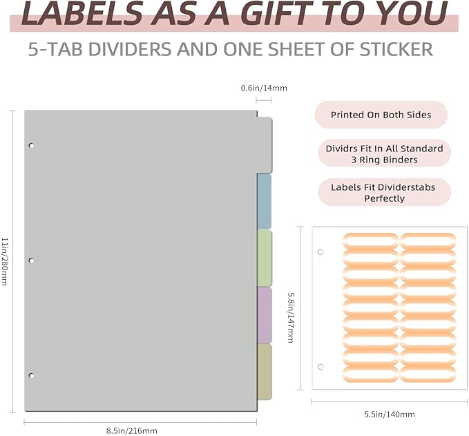 Ospelelf Vintage Hardcover 3 Ring 1 inch Leather Binder, Professional Binder Organizer Suitable for Letter Size, Binder Dividers with Tabs, Clipboard Design, Faux Rose Pink Leather