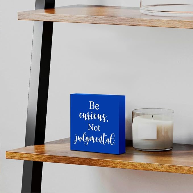 Inspirational TV Show Merchandise Wooden Box Sign Decorative Soccer Coach Gifts Office Desk Decor for Tabletop Bookshelf Tiered Tray Home Farmhouse Bedroom Library Rustic Square Wall Decor Blue