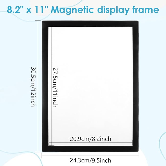MAQUITA 12 Pcs 8.5 x 11'' Self-Adhesive Magnetic Wall Signs Holder Magnetic Picture Frame Document Holder Wall & Window Adhesive Frames for Office Home Store Restaurant