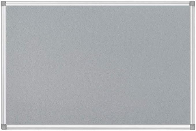 BIBOC Grey Fabric Bulletin Board, 36 x 24 inch, Wall Mounted Fabric Notice Board Cork Bulletin Board, Felt Board, Pin Board, Memo Board Sliver Aluminum Framed for Homes or Offices School
