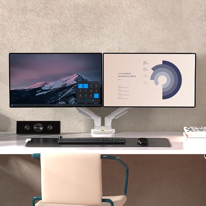 NB North Bayou Dual Monitor Desk Mount Stand Full Motion Swivel Computer Monitor Arm for Two Screens 17-27 Inch with 4.4~19.8lbs Load Capacity for Each Display F160-W