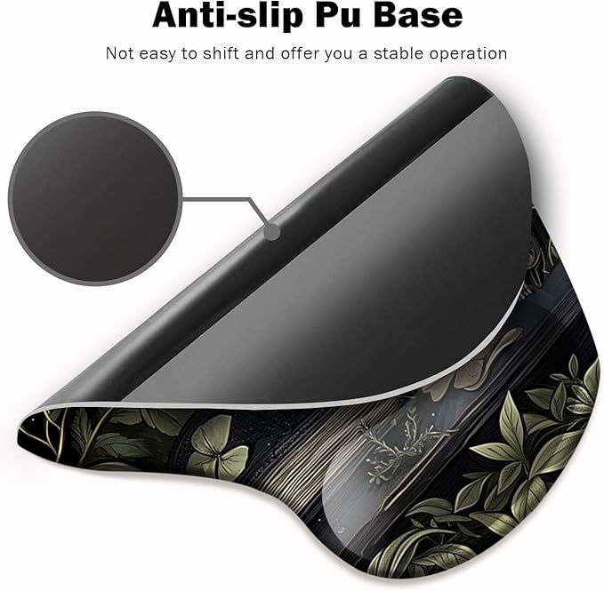 Ergonomic Mouse Pad with Wrist Support,Mouse Pad with Wrist Rest and Coaster Set,Office Supplies Non-Slip Mouse Pads for Desk, Non-Slip Comfortable,Goth