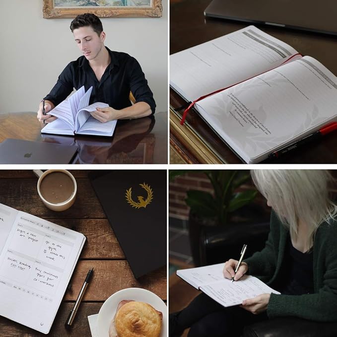 The Phoenix Journal - Best Daily Goal Planner, Organizer, & Calendar for Goal Setting, Gratitude, Happiness, & Productivity - Vision Board & Habit Tracking - 12 Weeks, Undated, Hardcover (Purple)